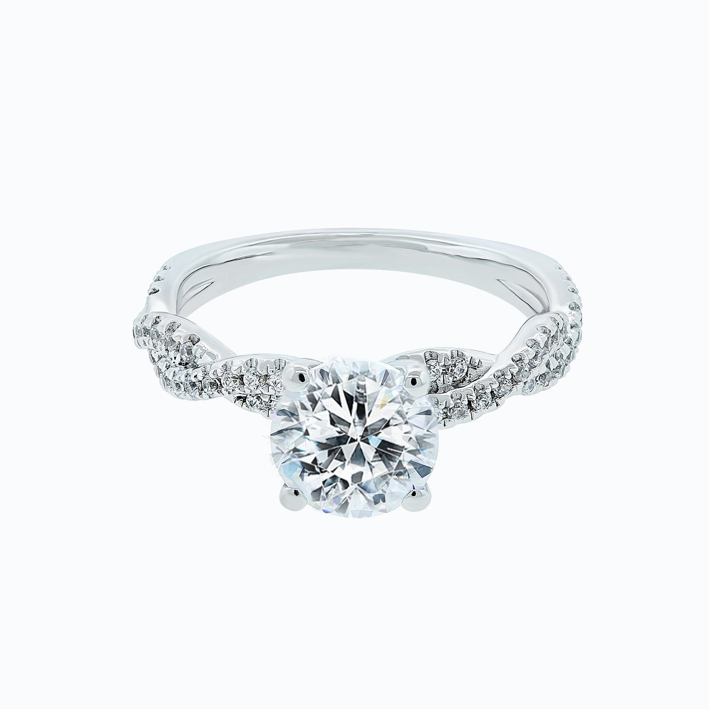1.50 CT Round Criss Cross Pave Moissanite Engagement Ring