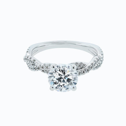 1.50 CT Round Criss Cross Pave Moissanite Engagement Ring