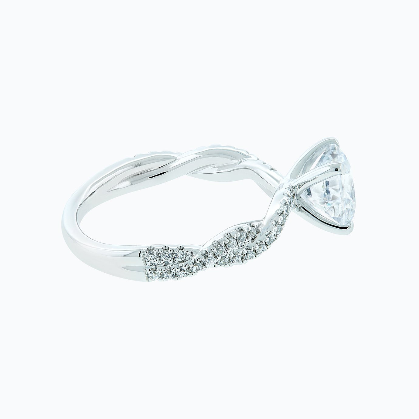 1.50 CT Round Criss Cross Pave Moissanite Engagement Ring