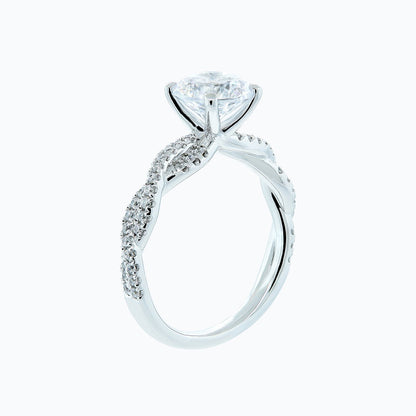 1.50 CT Round Criss Cross Pave Moissanite Engagement Ring