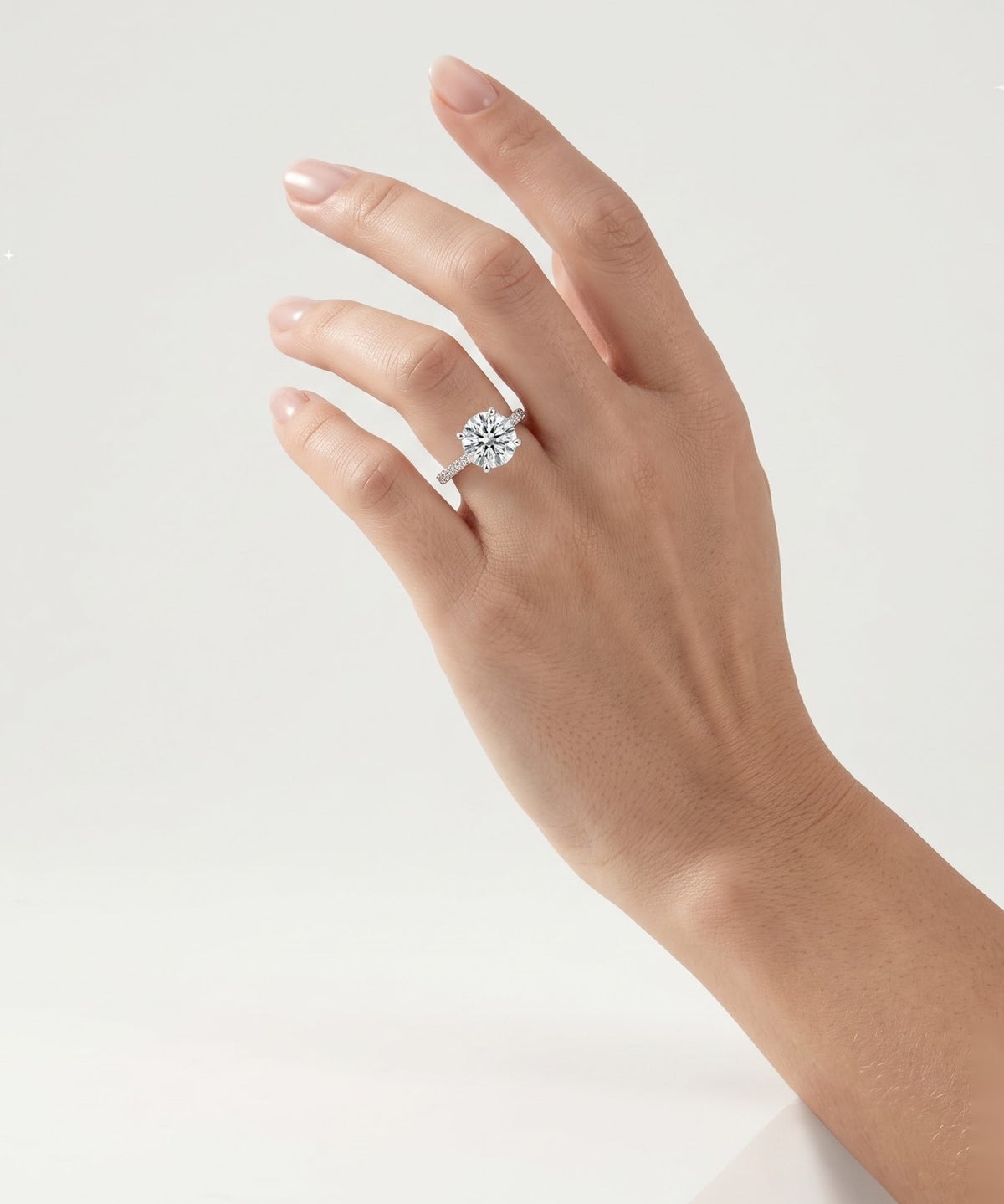 2 CT Round Pave Moissanite Engagement Ring