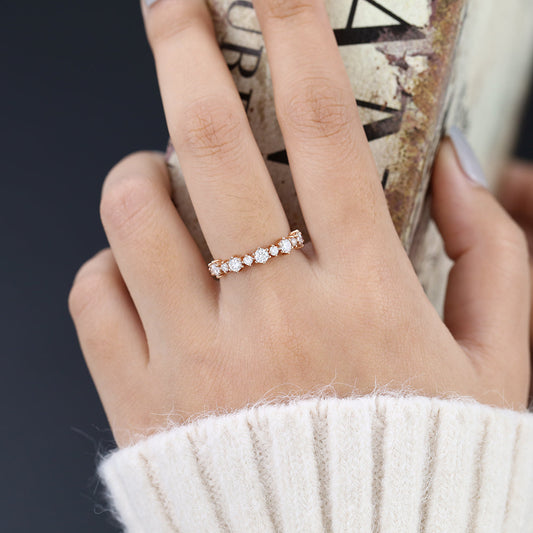 0.7 TCW Round Half Eternity Moissanite Wedding Band