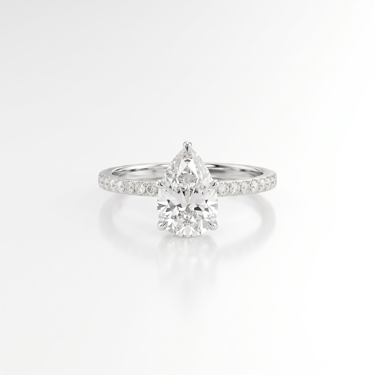 1.5 CT Pear Pave Moissanite Engagement Ring