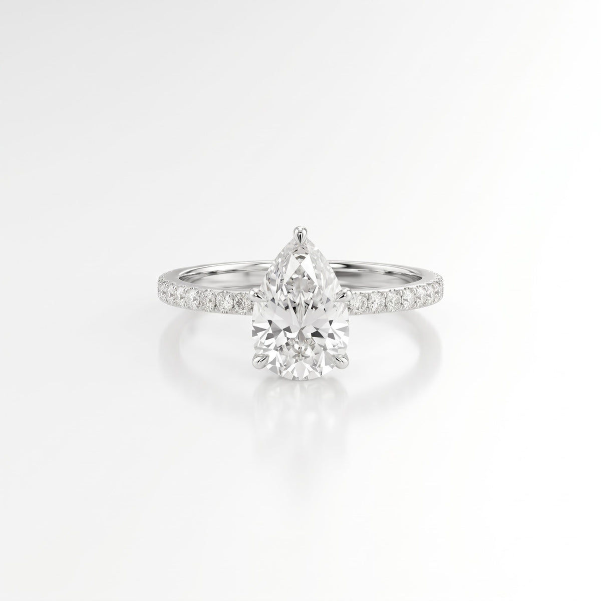 1.5 CT Pear Pave Moissanite Engagement Ring
