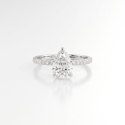 1.5 CT Pear Pave Moissanite Engagement Ring