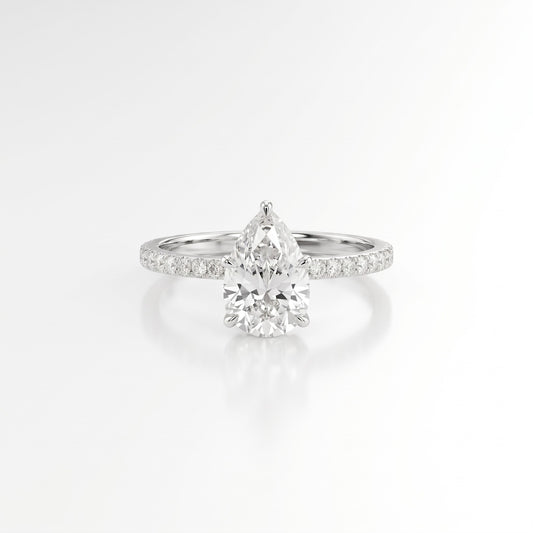 1.5 CT Pear Pave Moissanite Engagement Ring