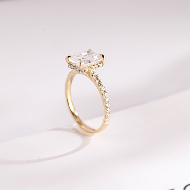 2.0 CT Radiant Pave Moissanite Engagement Ring
