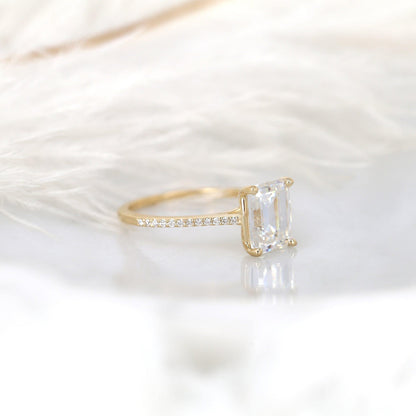 2.6 CT Emerald Pave Moissanite Engagement Ring