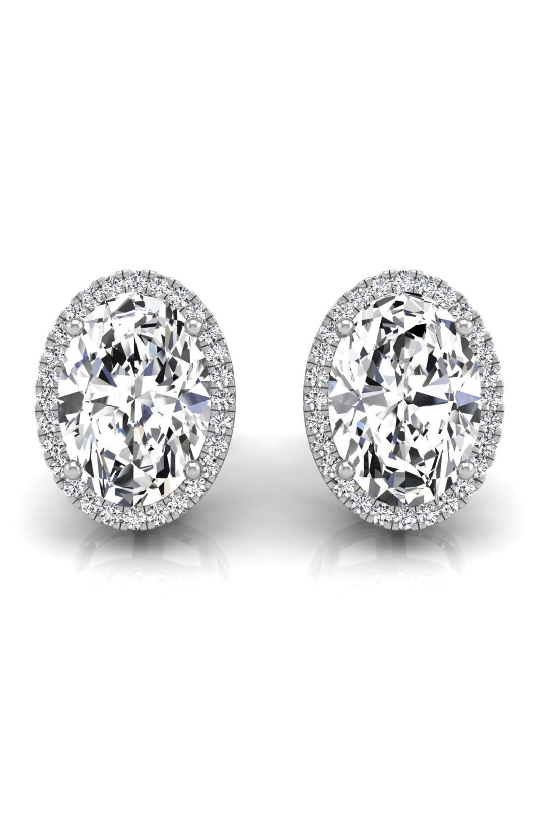 4.3 TCW Oval Cut Halo Stud Moissanite Earrings