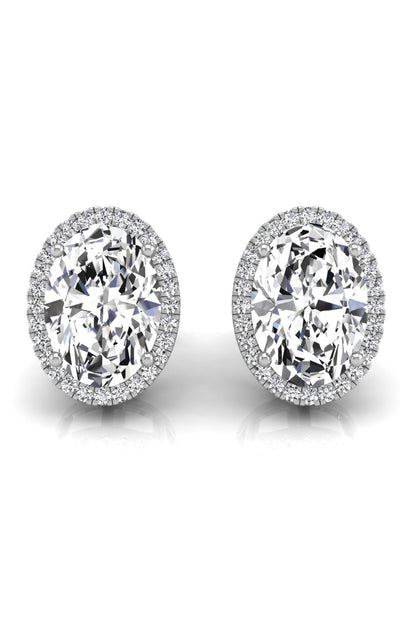 4.3 TCW Oval Cut Halo Stud Moissanite Earrings