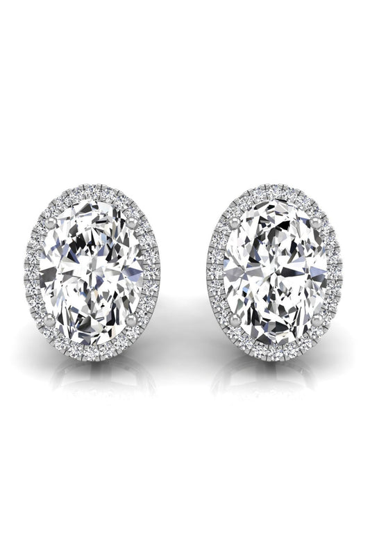 4.3 TCW Oval Cut Halo Stud Moissanite Earrings