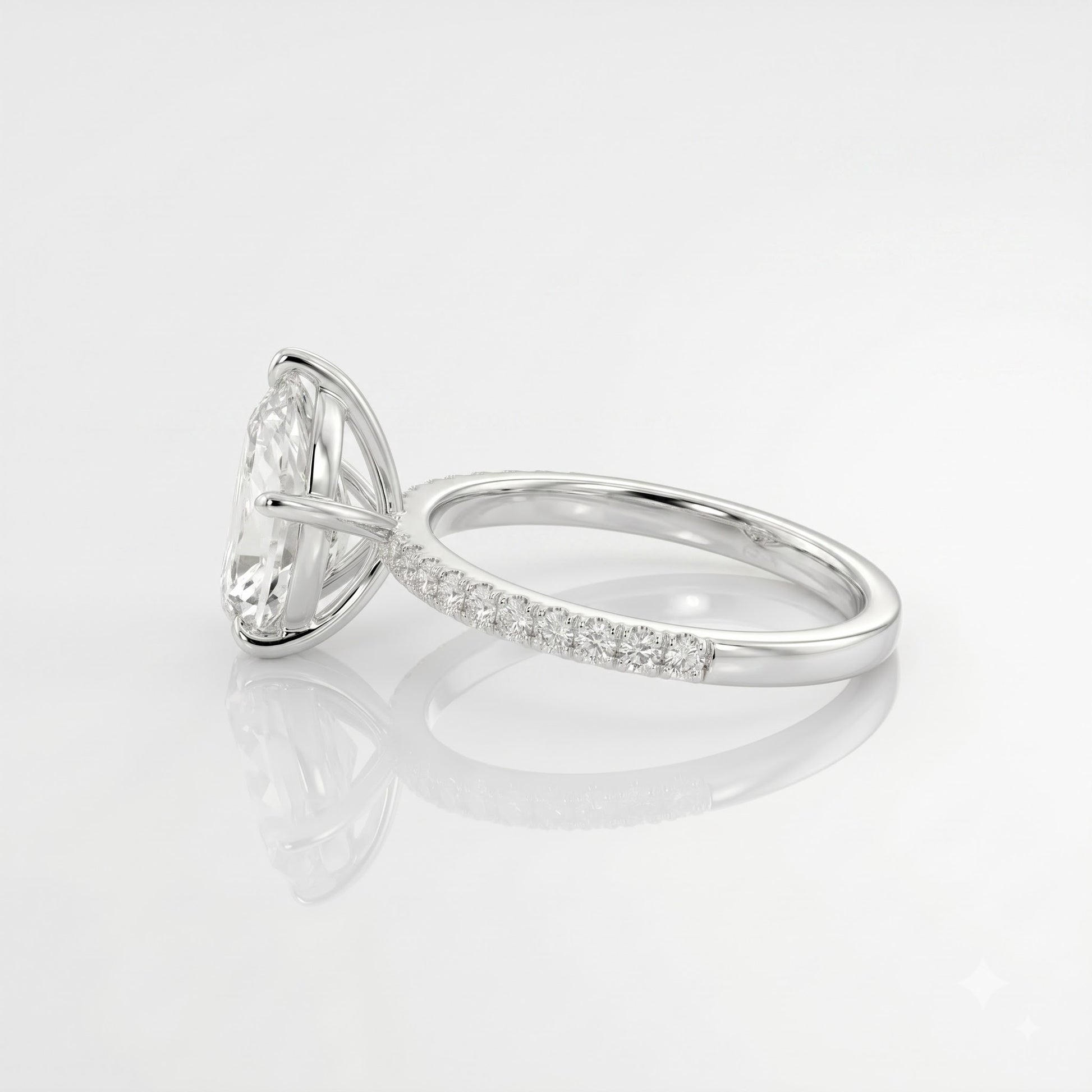 1.5 CT Pear Pave Moissanite Engagement Ring