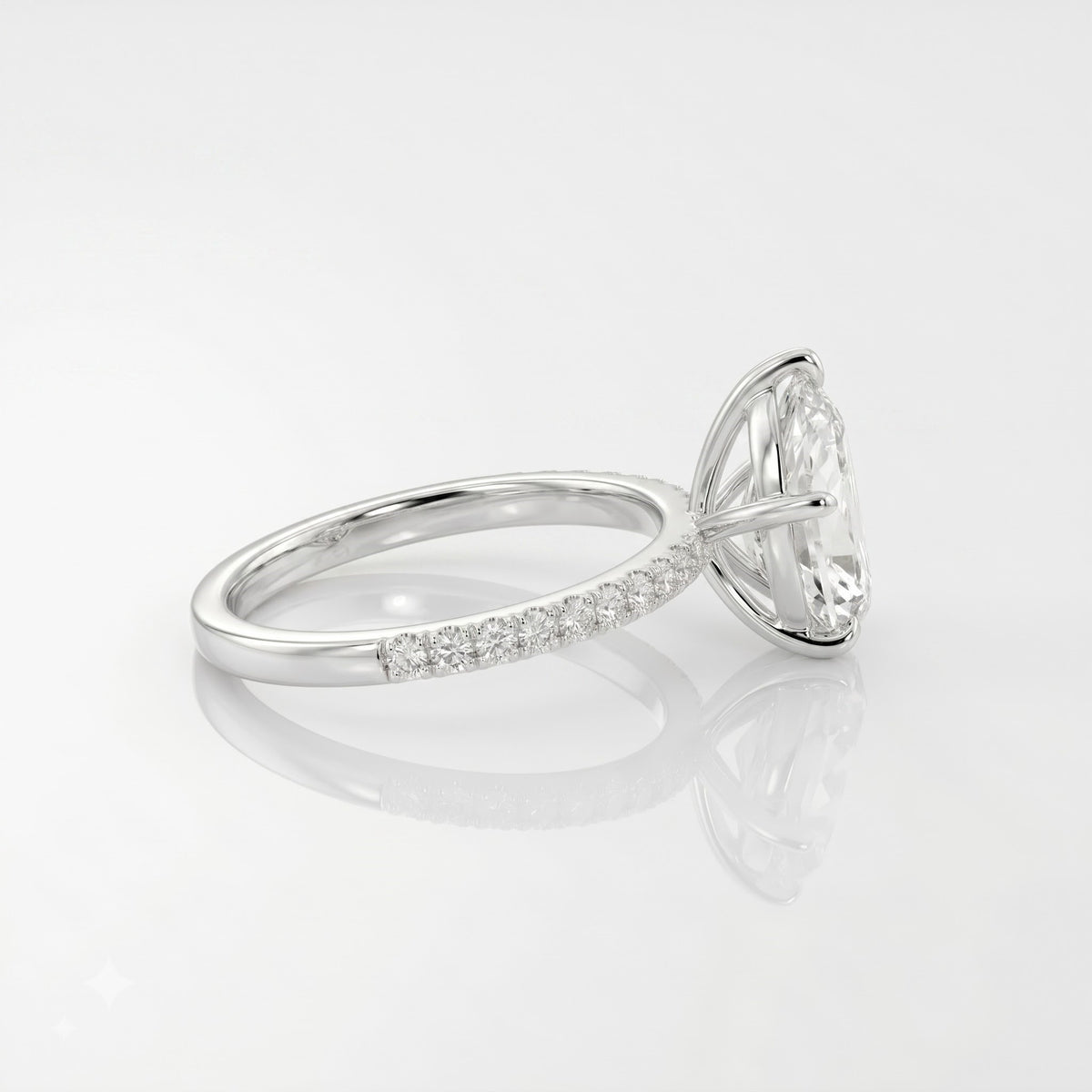 1.5 CT Pear Pave Moissanite Engagement Ring