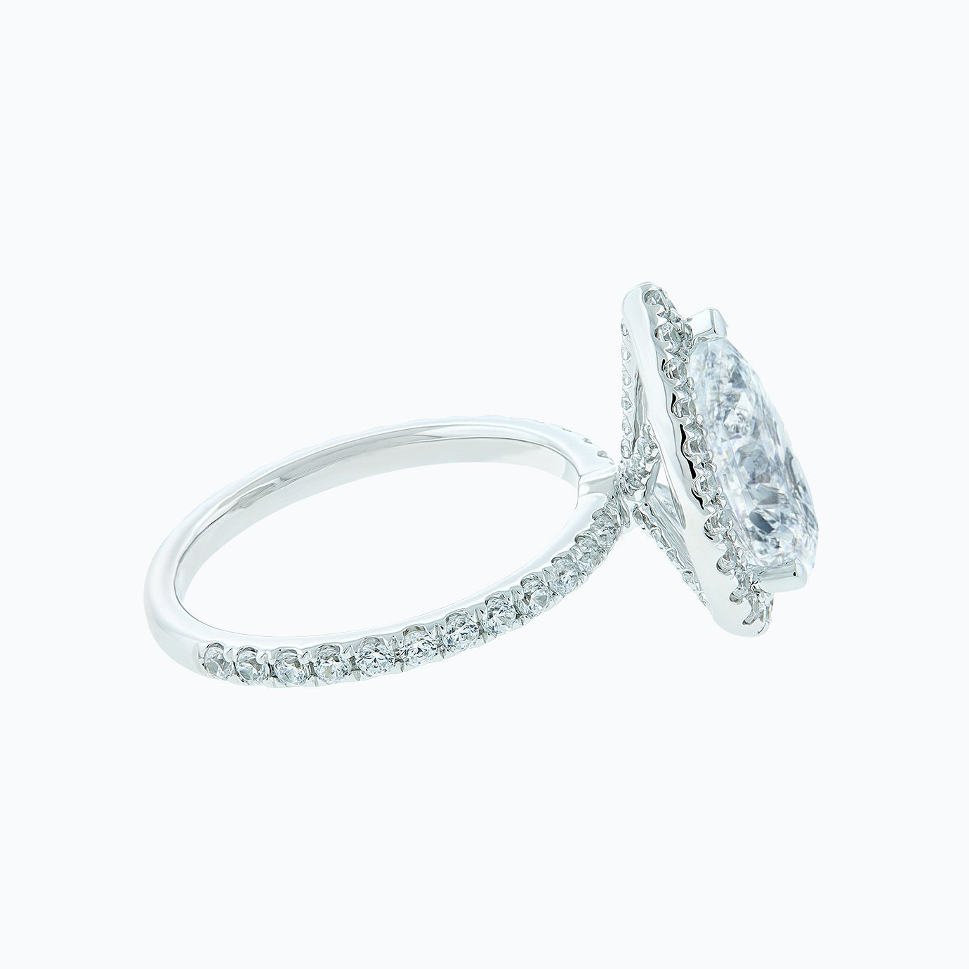 3 CT Pear Halo & Pave Moissanite Engagement Ring