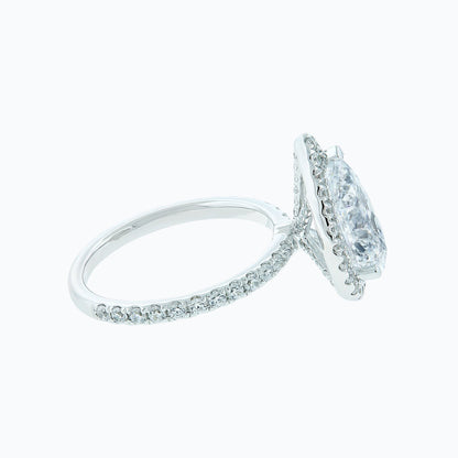 3 CT Pear Halo & Pave Moissanite Engagement Ring