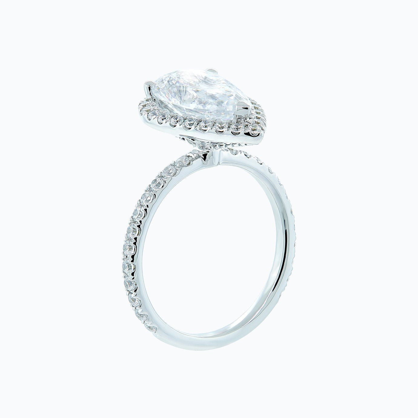 3 CT Pear Halo & Pave Moissanite Engagement Ring