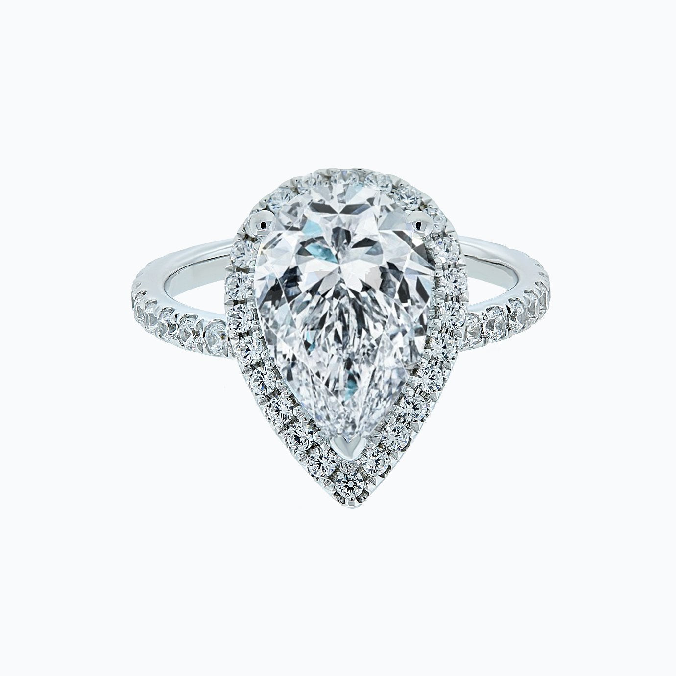 3 CT Pear Halo & Pave Moissanite Engagement Ring