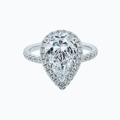 3 CT Pear Halo & Pave Moissanite Engagement Ring