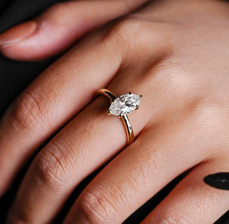 2.0 CT Marquise Solitaire Moissanite Engagement Ring