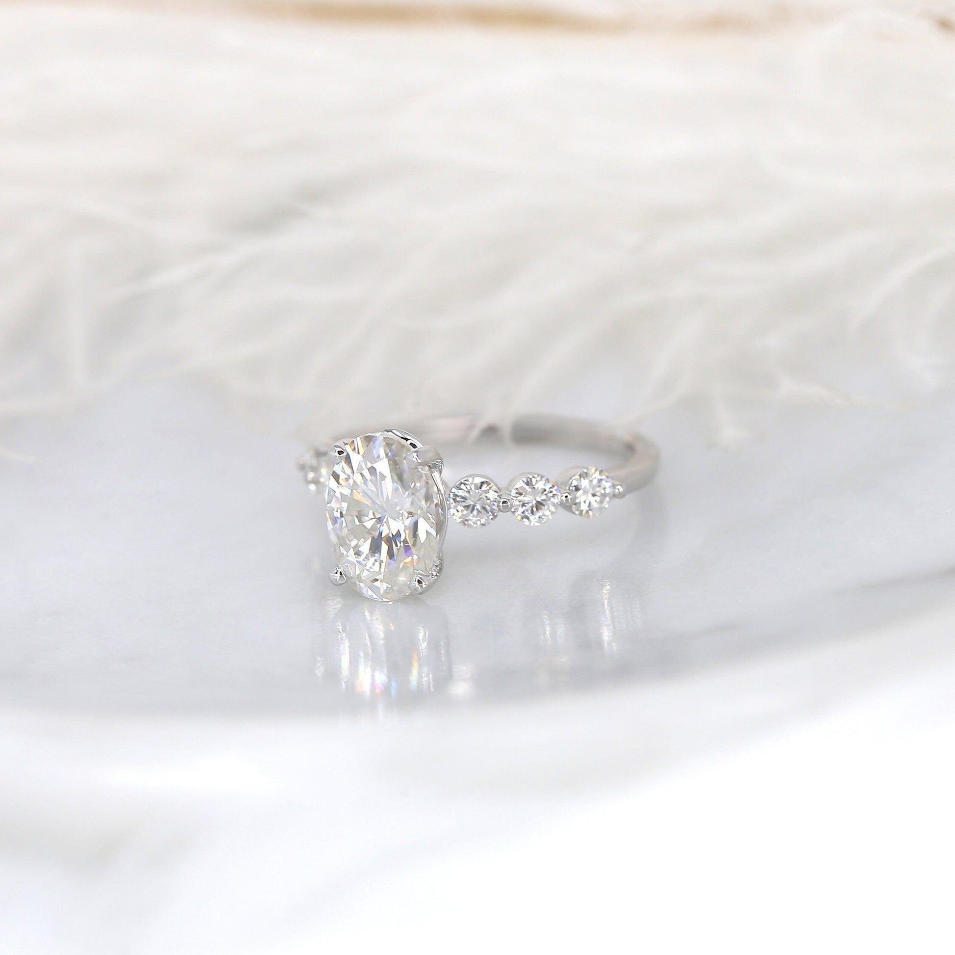 2.5 CT Oval Pave Moissanite Engagement Ring