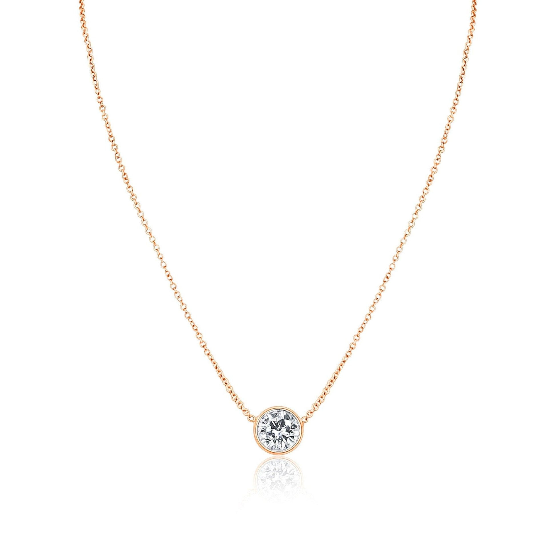 1 CT Round Moissanite Solitaire Necklace