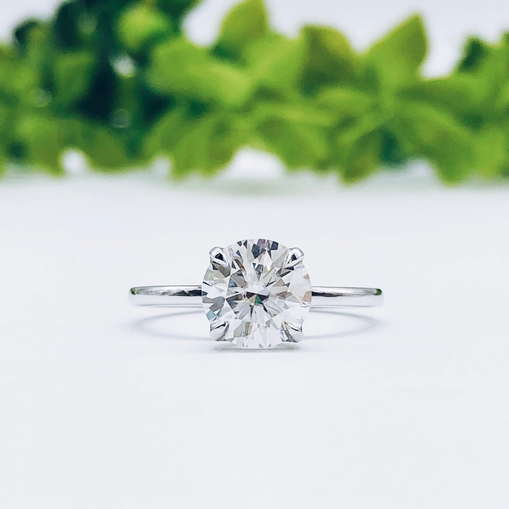 1.85 CT Round Solitaire Moissanite Engagement Ring