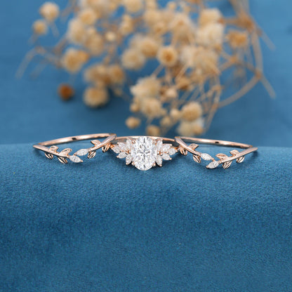1.33 CT Oval Cluster Moissanite Bridal Set