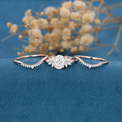 1.33 CT Oval Pave Moissanite Bridal Set