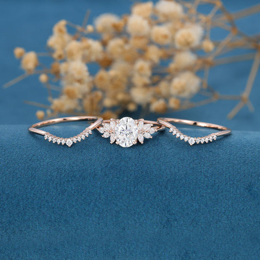 1.33 CT Oval Pave Moissanite Bridal Set