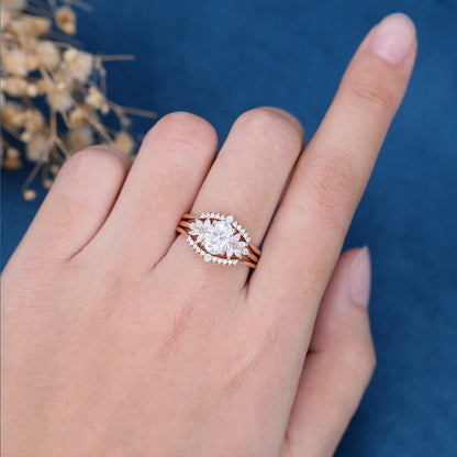 1.33 CT Oval Pave Moissanite Bridal Set