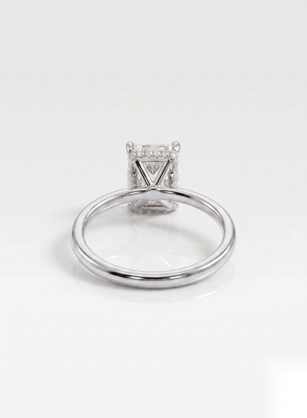2 CT Radiant Hidden Halo Moissanite Engagement Ring