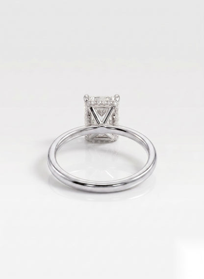 2 CT Radiant Hidden Halo Moissanite Engagement Ring