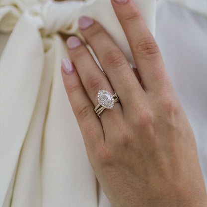 1.75 CT Marquise Halo & Pave Moissanite Engagement Ring