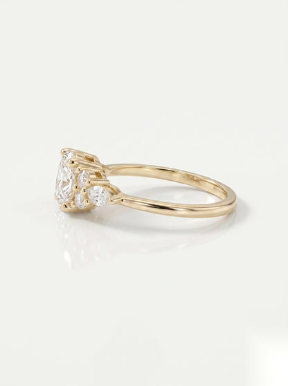 0.5 CT Oval Cluster Moissanite Engagement Ring