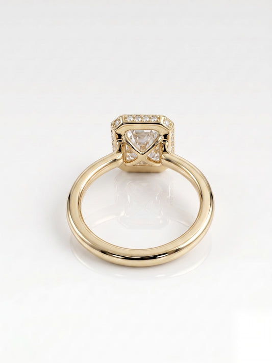2 CT Radiant Hidden Halo Moissanite Engagement Ring