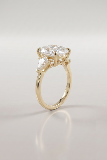 2.5 CT Cushion Three Stone Moissanite Engagement Ring