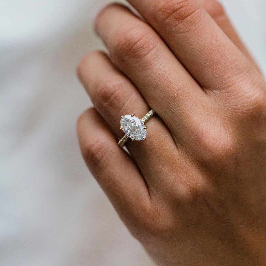 2.5 CT Oval Hidden Halo & Pave Moissanite Engagement Ring