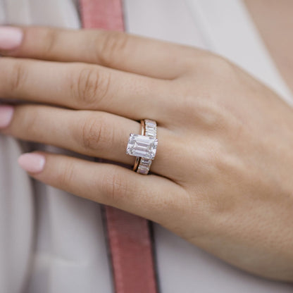 3.5 CT Emerald Hidden Halo Moissanite Engagement Ring
