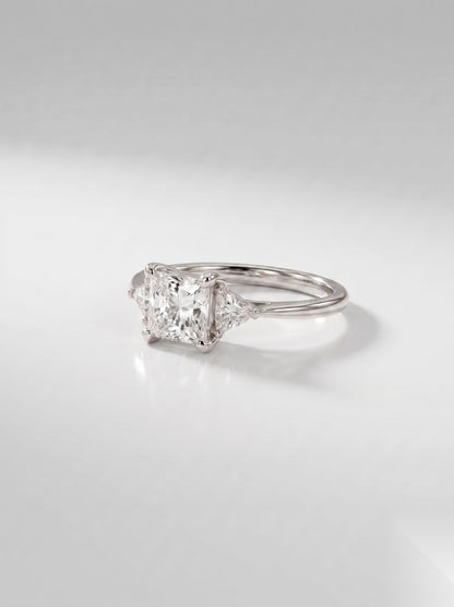 0.5 CT Princess Three Stone Moissanite Engagement Ring