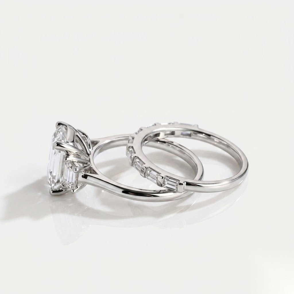 1.6 CT Emerald Cluster Moissanite Bridal Set