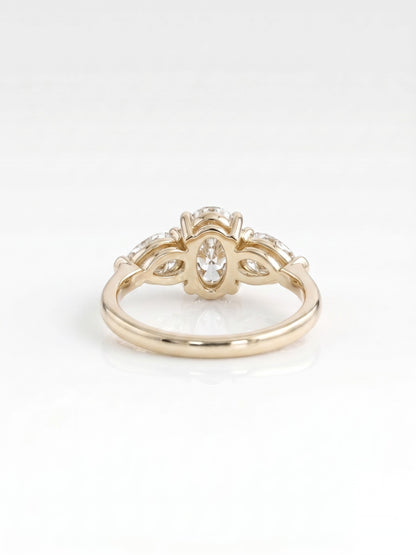 2.5 CT Oval Three Stone Moissanite Engagement Ring