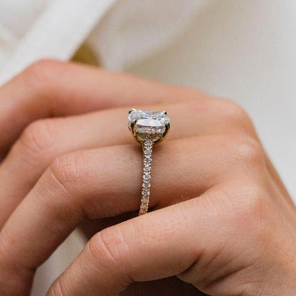 4.65 CT Cushion Hidden Halo & Pave Moissanite Engagement Ring