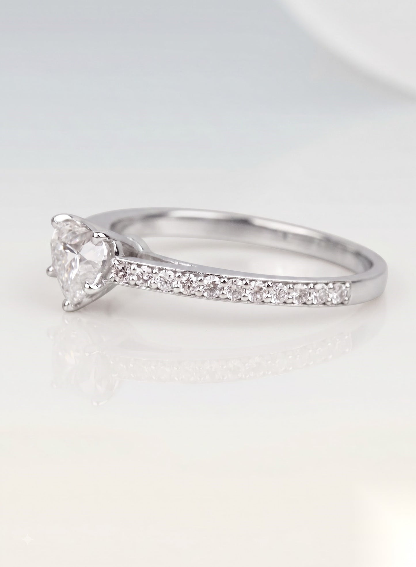 0.75 CT Heart Pave Moissanite Engagement Ring