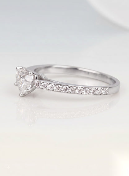 0.75 CT Heart Pave Moissanite Engagement Ring