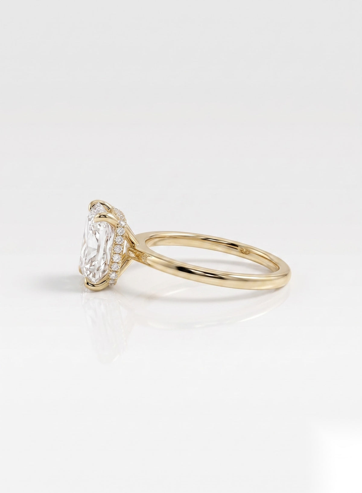 2 CT Radiant Hidden Halo Moissanite Engagement Ring