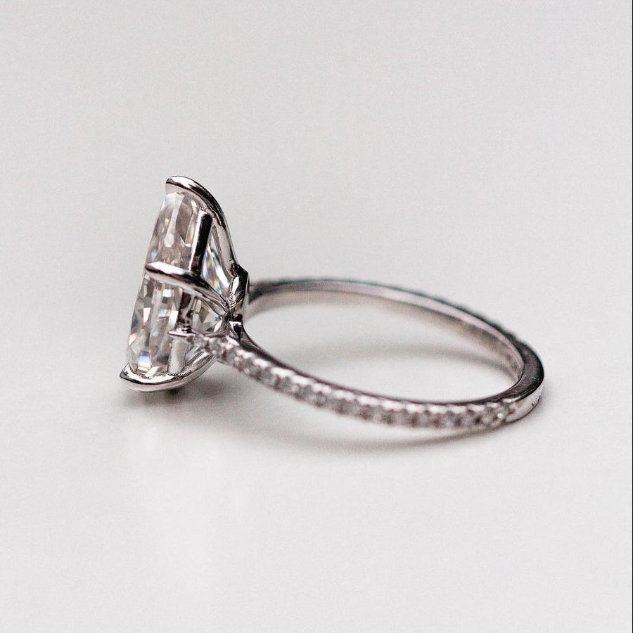 4.1 CT Pear Pave Moissanite Engagement Ring