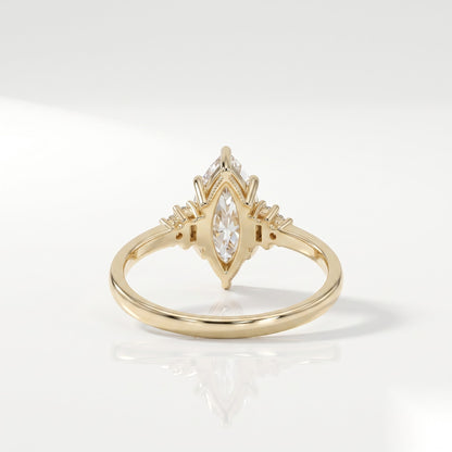 1.5 CT Marquise Five Stone Moissanite Engagement Ring