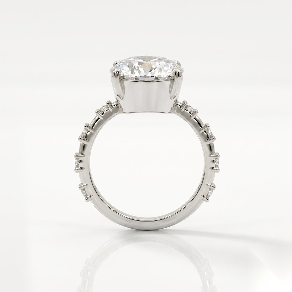 5 CT Oval Pave Moissanite Engagement Ring
