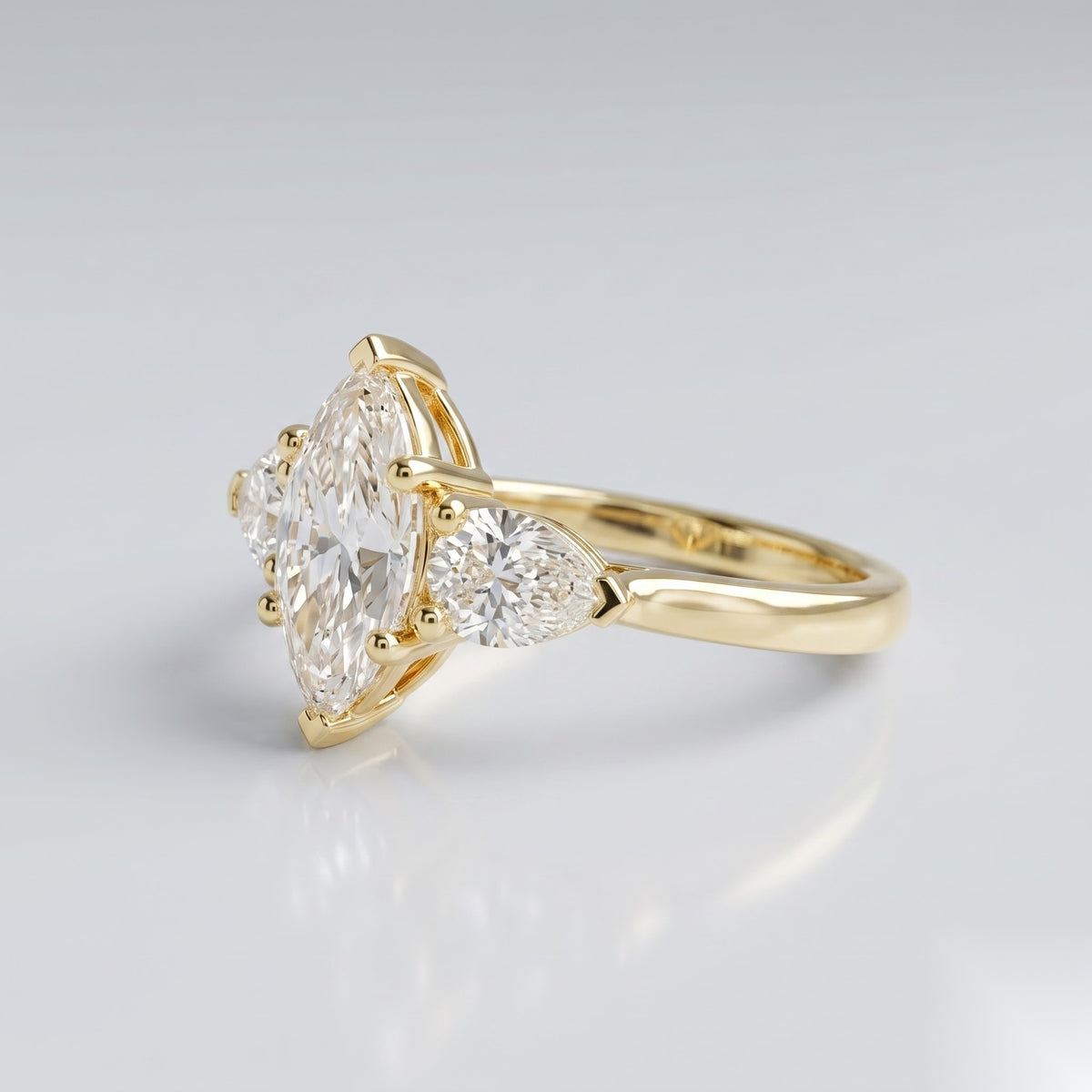 2.5 CT Marquise Three Stone Moissanite Engagement Ring