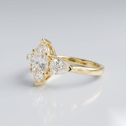 2.5 CT Marquise Three Stone Moissanite Engagement Ring